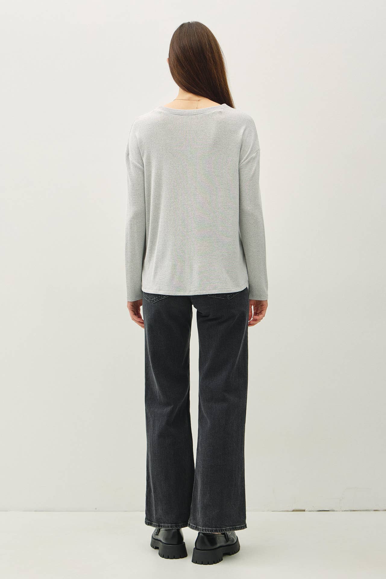 The Soft Oatmeal Button Top