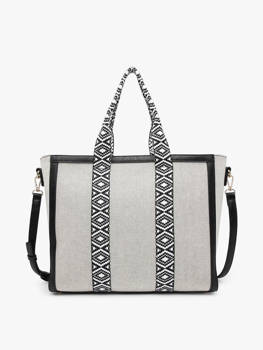 The Haley Canvas Tote w/ Contrast Straps: Black