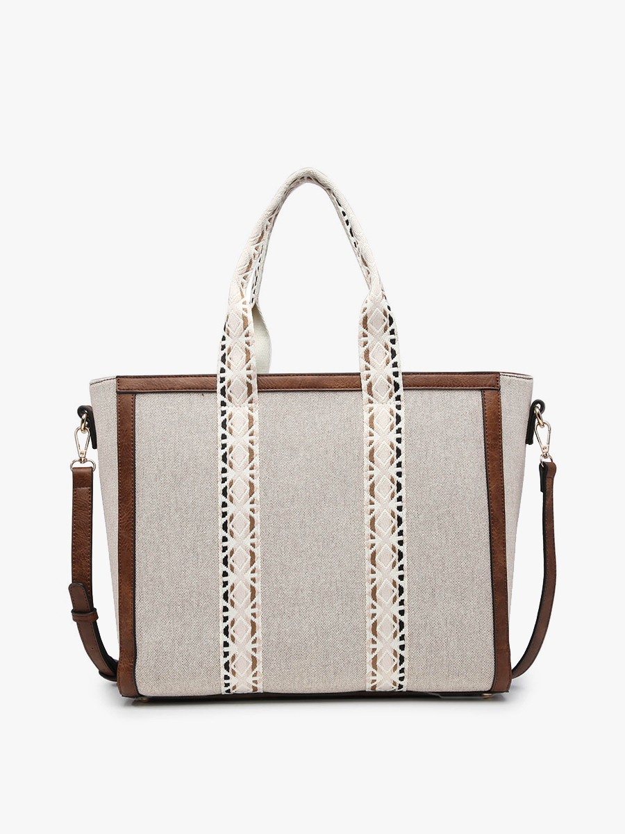 The Haley Canvas Tote w/ Contrast Straps: Coffee