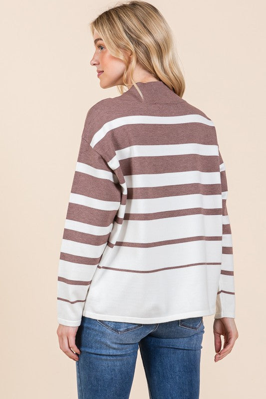 The Mae Striped Mock Neck Sweater