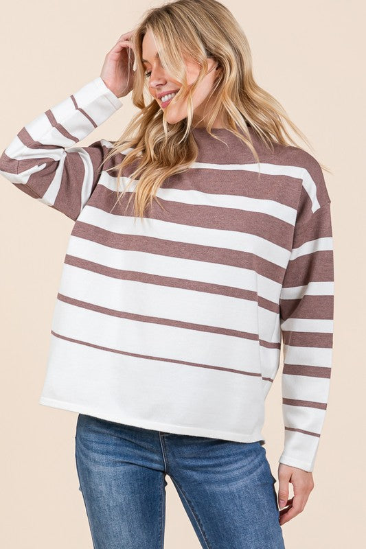 The Mae Striped Mock Neck Sweater
