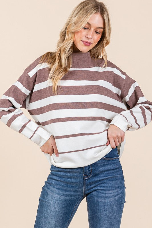 The Mae Striped Mock Neck Sweater