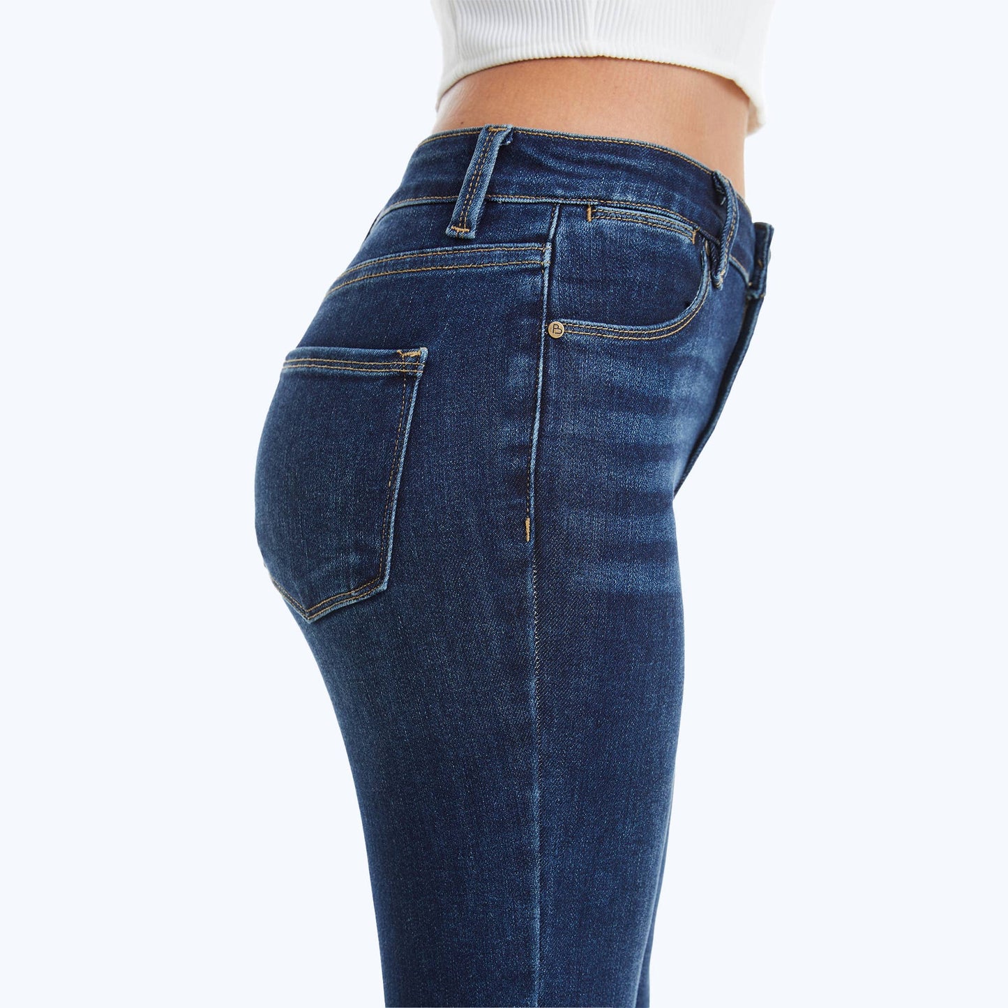 Mid-Rise Straight Raw Edge Denim Jeans