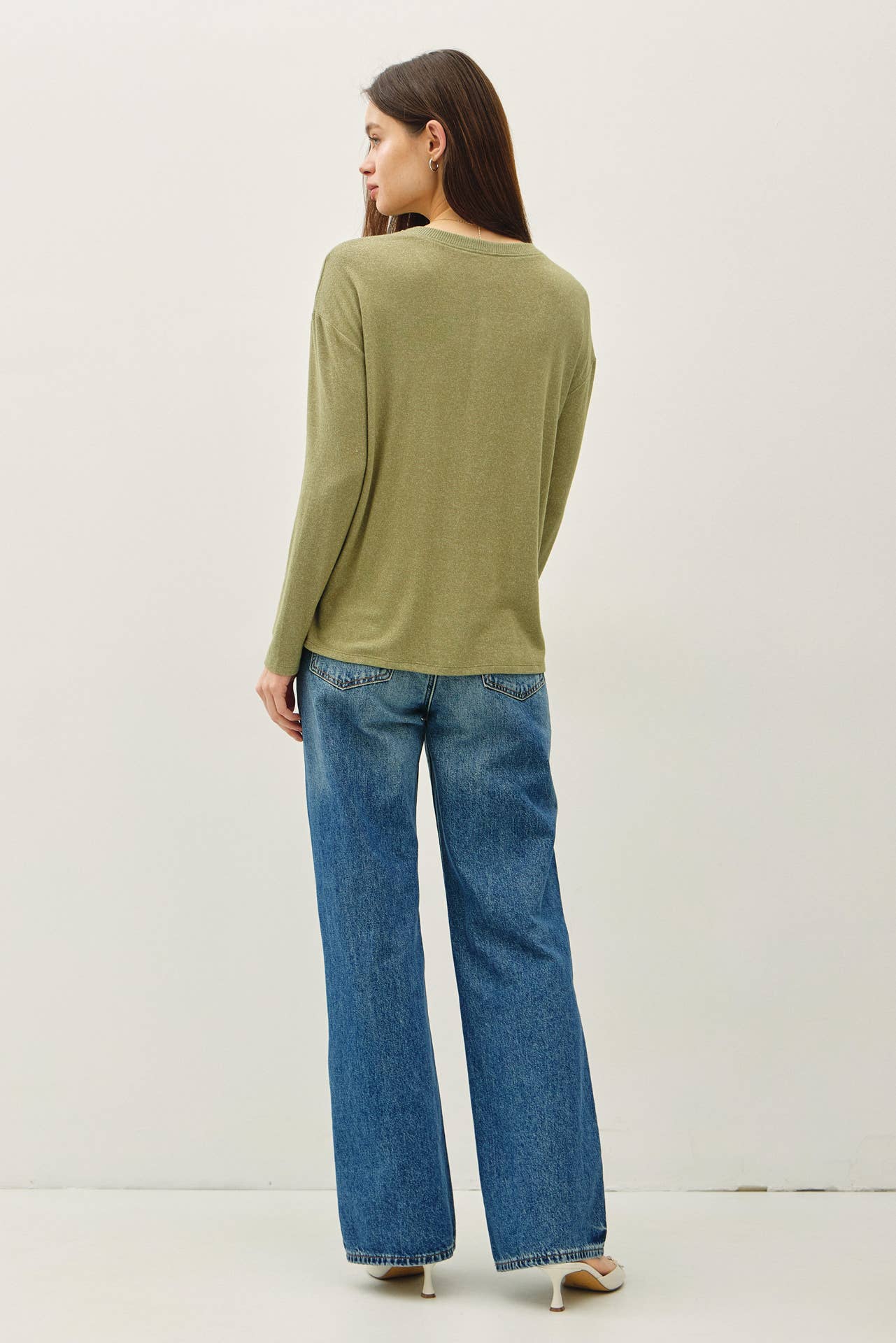 The Soft Oatmeal Button Top
