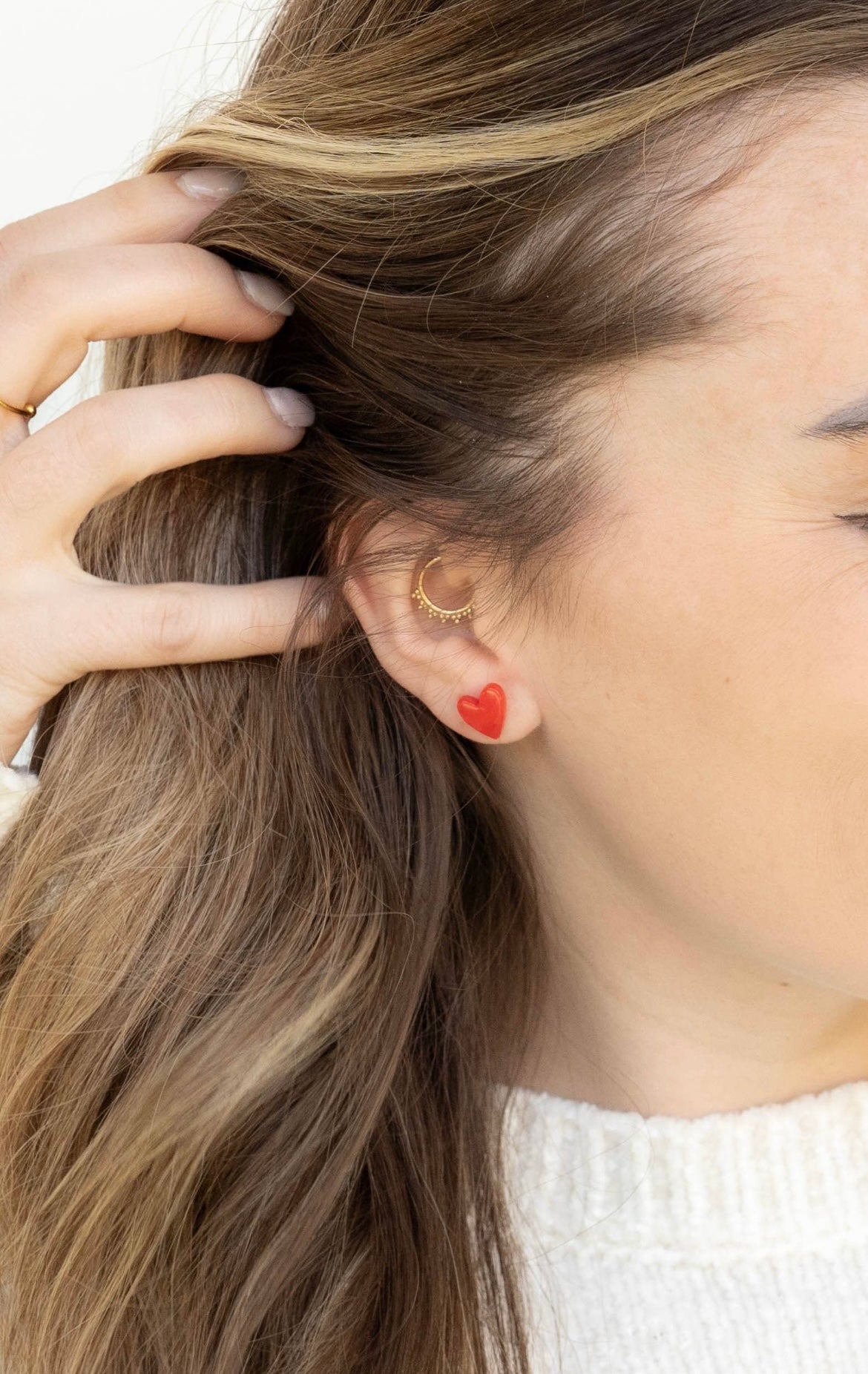 Hand Drawn Heart Studs