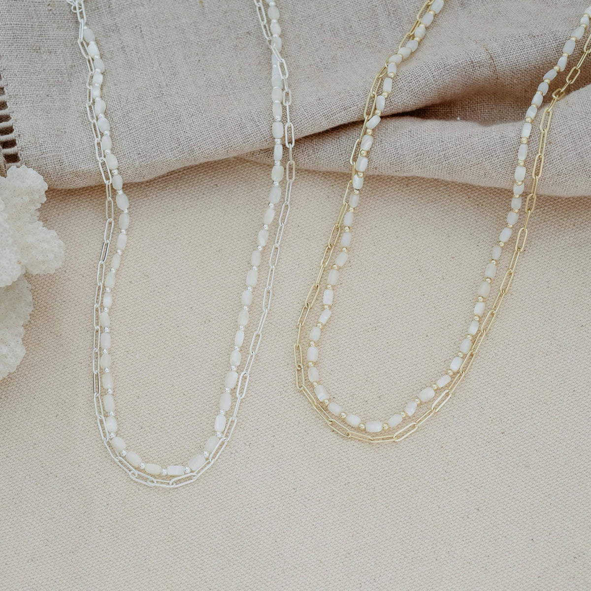 Mary Necklace-Mother Of Pearl Silver