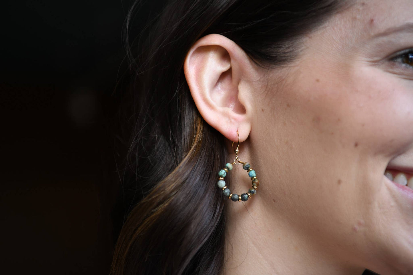 Gaia Gemstone Beaded Hoop Earrings