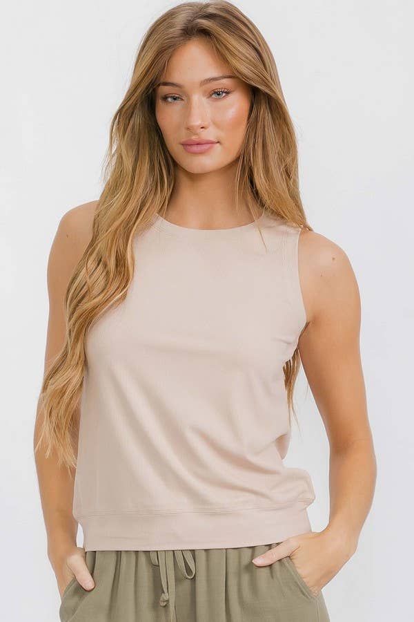 The Ribbed Viscose Crew Neck Loose Fit Tank
