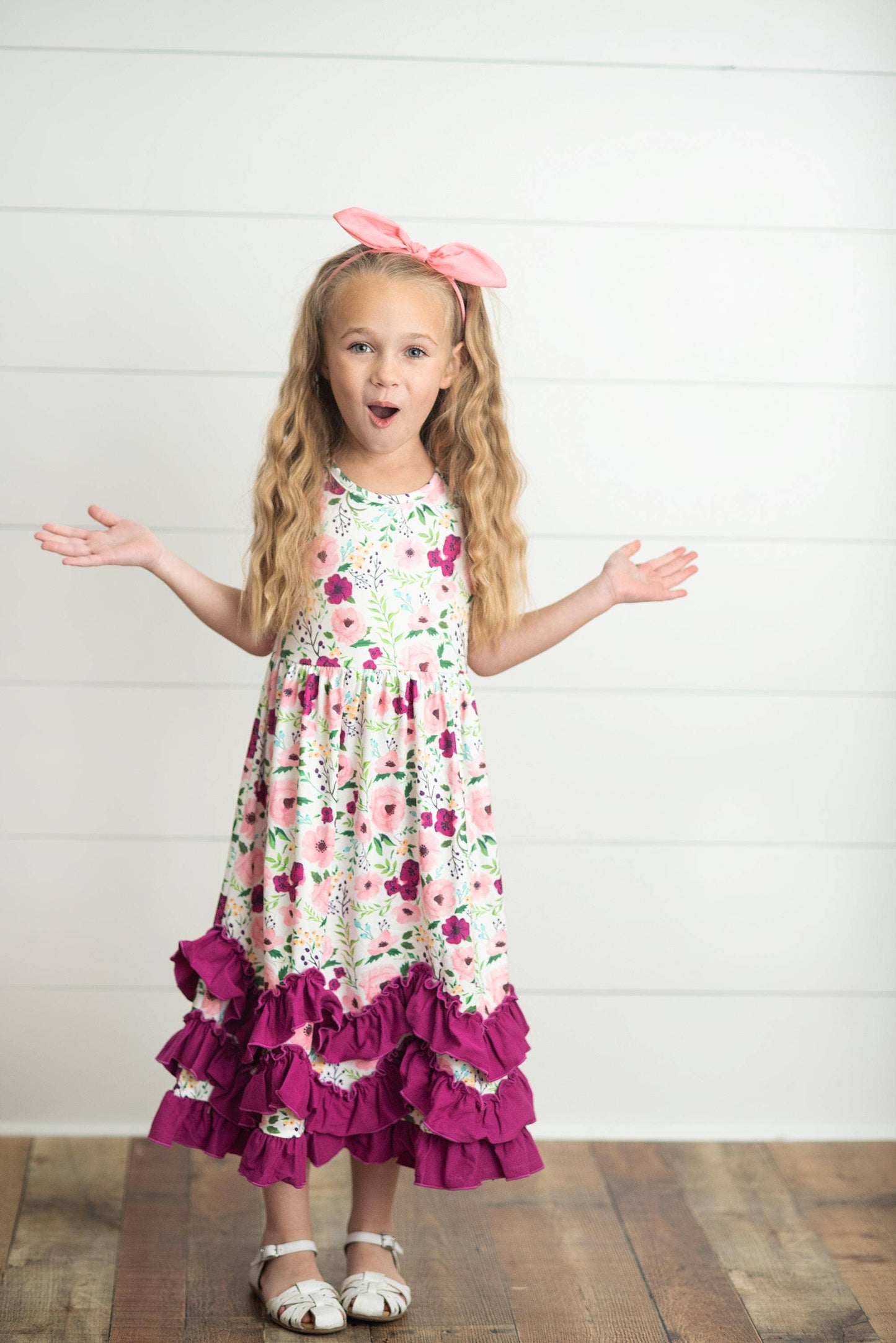 Kids Plum Floral Dress