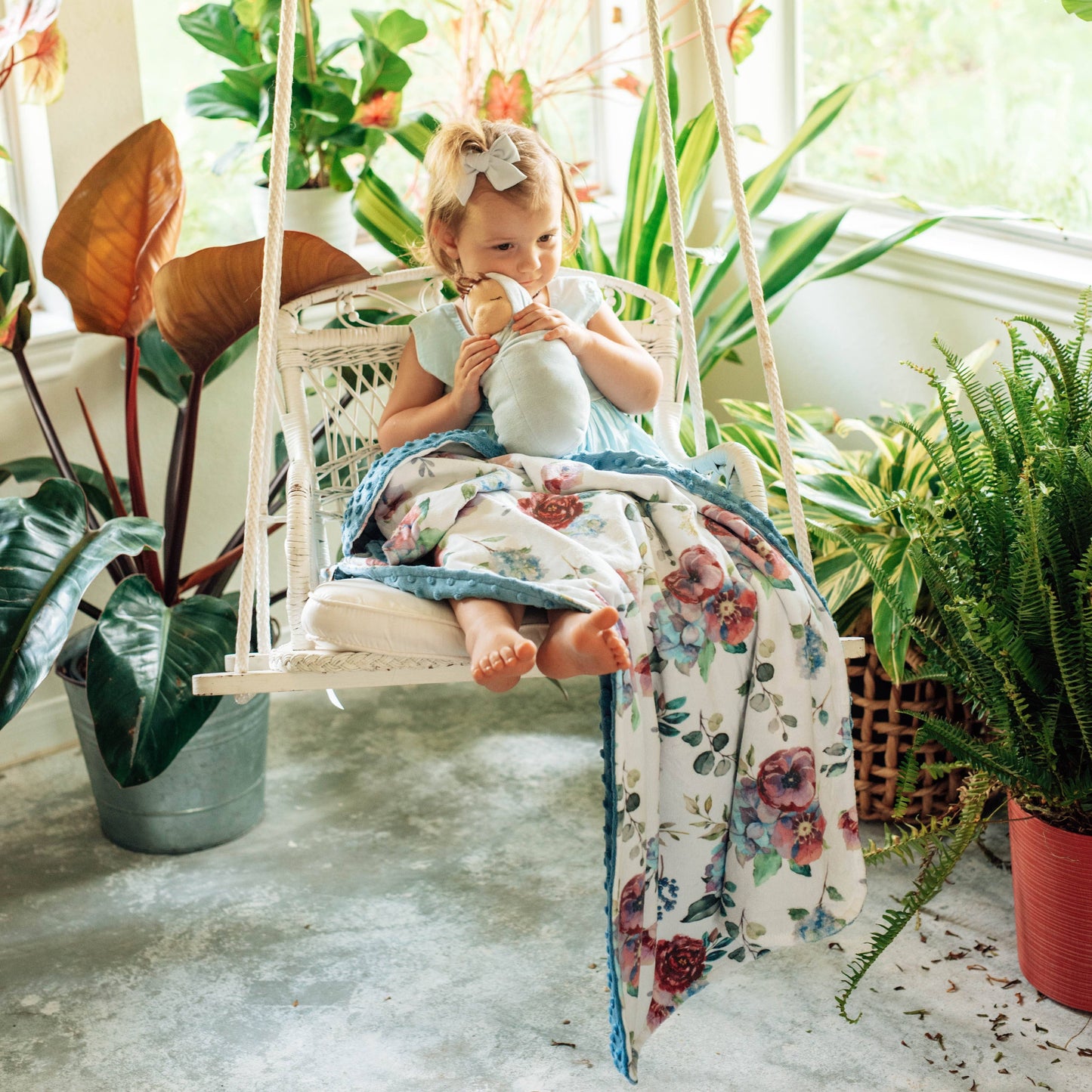 Minky Blanket - Blue Floral