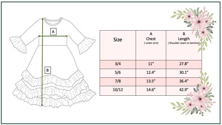 Kids Ruffle Dark Teal & Plum Floral Dress