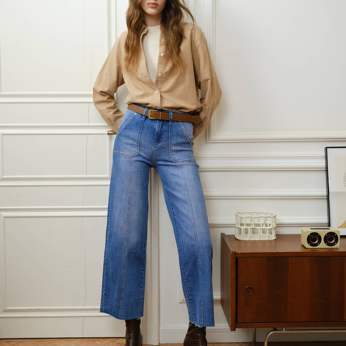 Jess High Rise Relaxed Straight Denim Jeans
