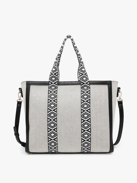 The Haley Canvas Tote w/ Contrast Straps: Black