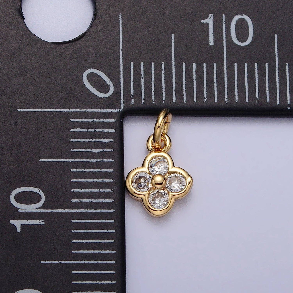 Clear Bezel Clover Mini Charm in Gold & Silver