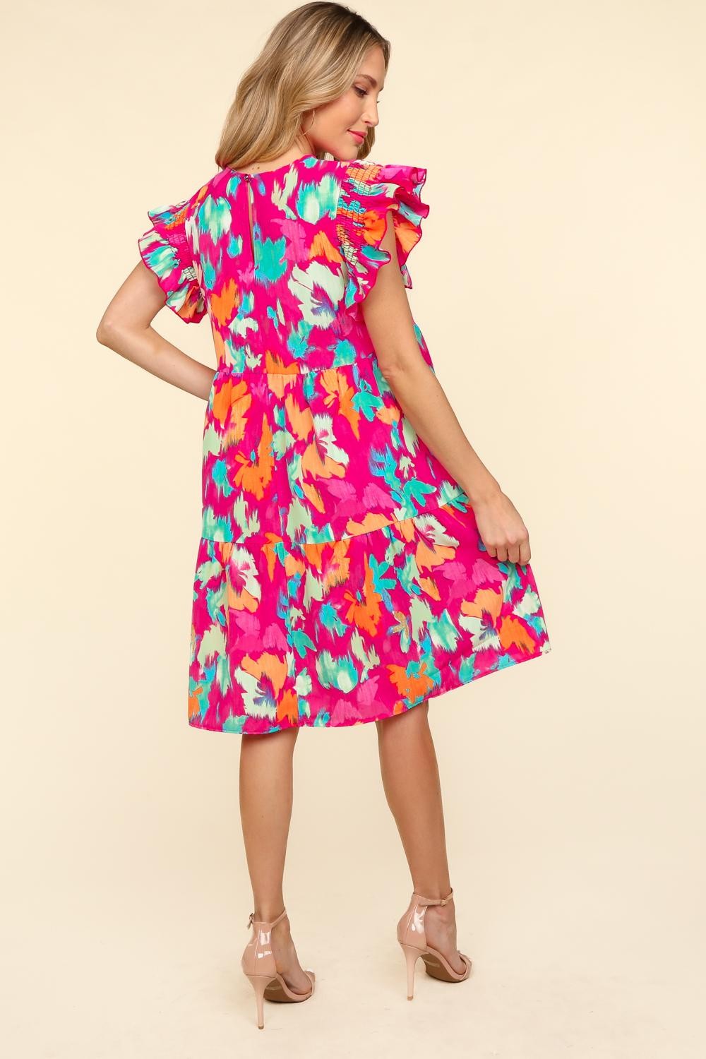 The Printed Ruffled Tiered Dress with Side Pockets