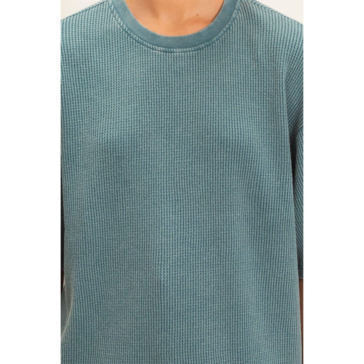 Mineral Wash Waffle Crew Neck Short Sleeve Top