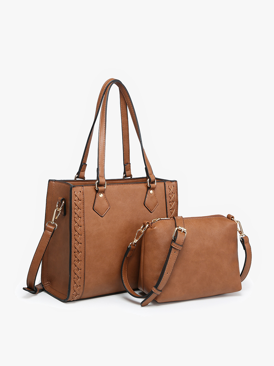 The Betsy Structured Braided Crossbody/Satchel: Brown