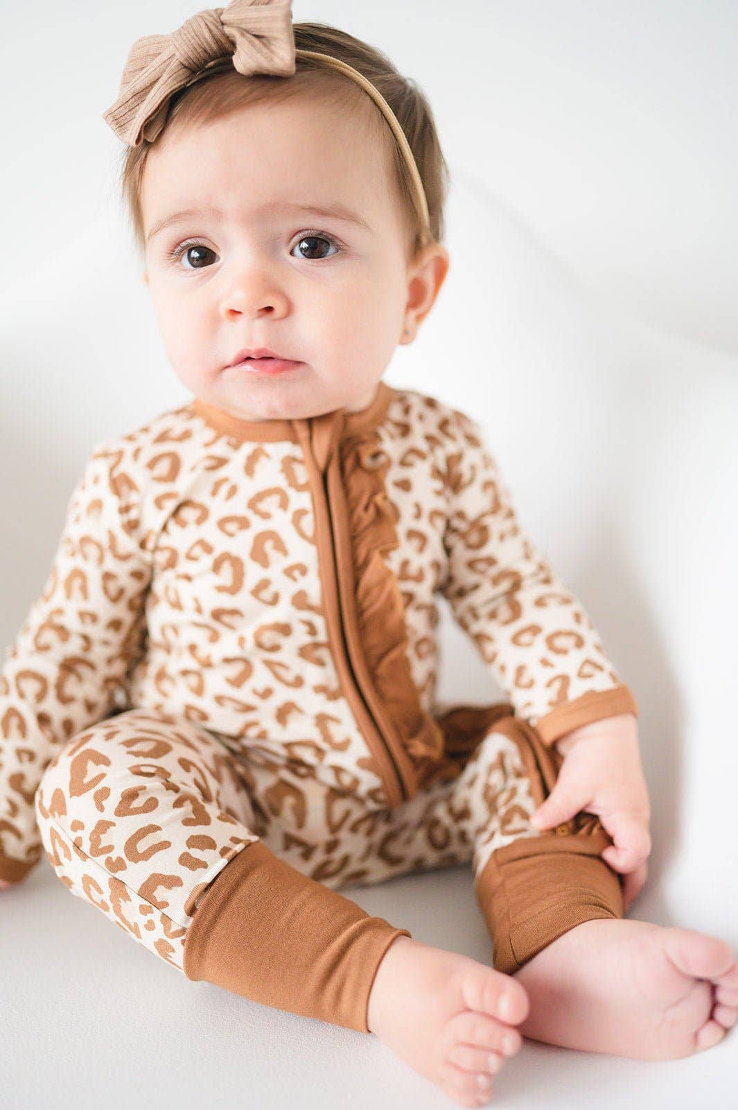 Bamboo Ruffle Leopard Footies