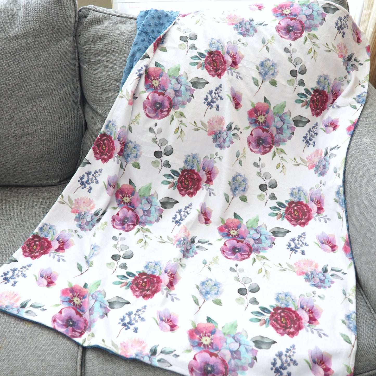 Minky Blanket - Blue Floral