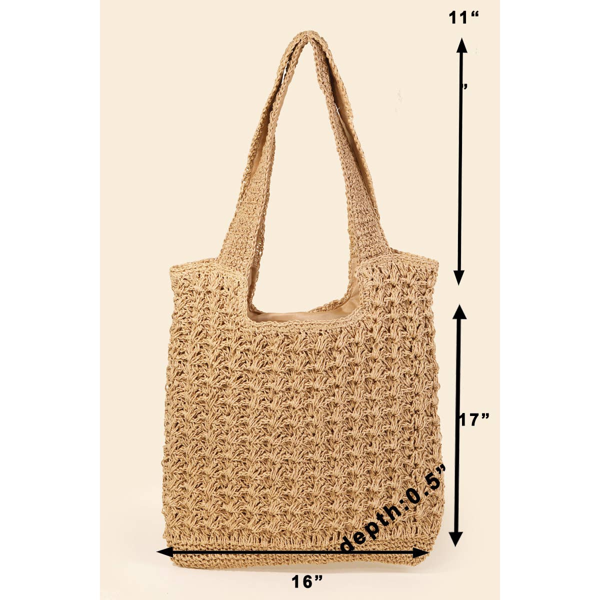 Intricate Straw Knit Tote Bag