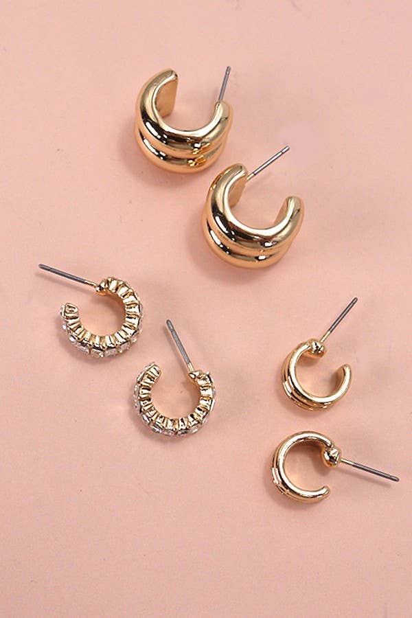 Double Hoop Huggie Earring Set
