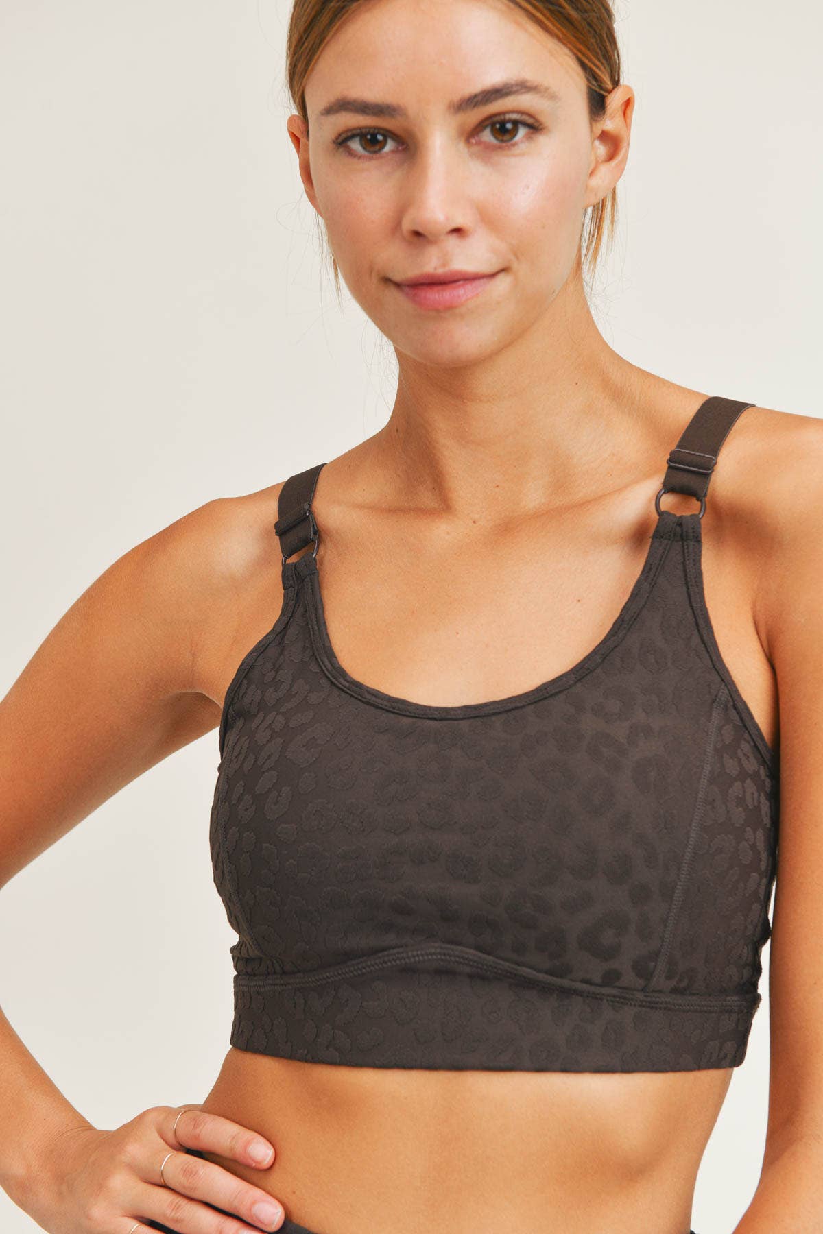 Leopard Jacquard TACTEL® Peekaboo Back Sports Bra: