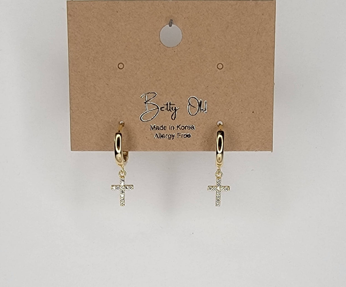 Cross Huggie Earrings