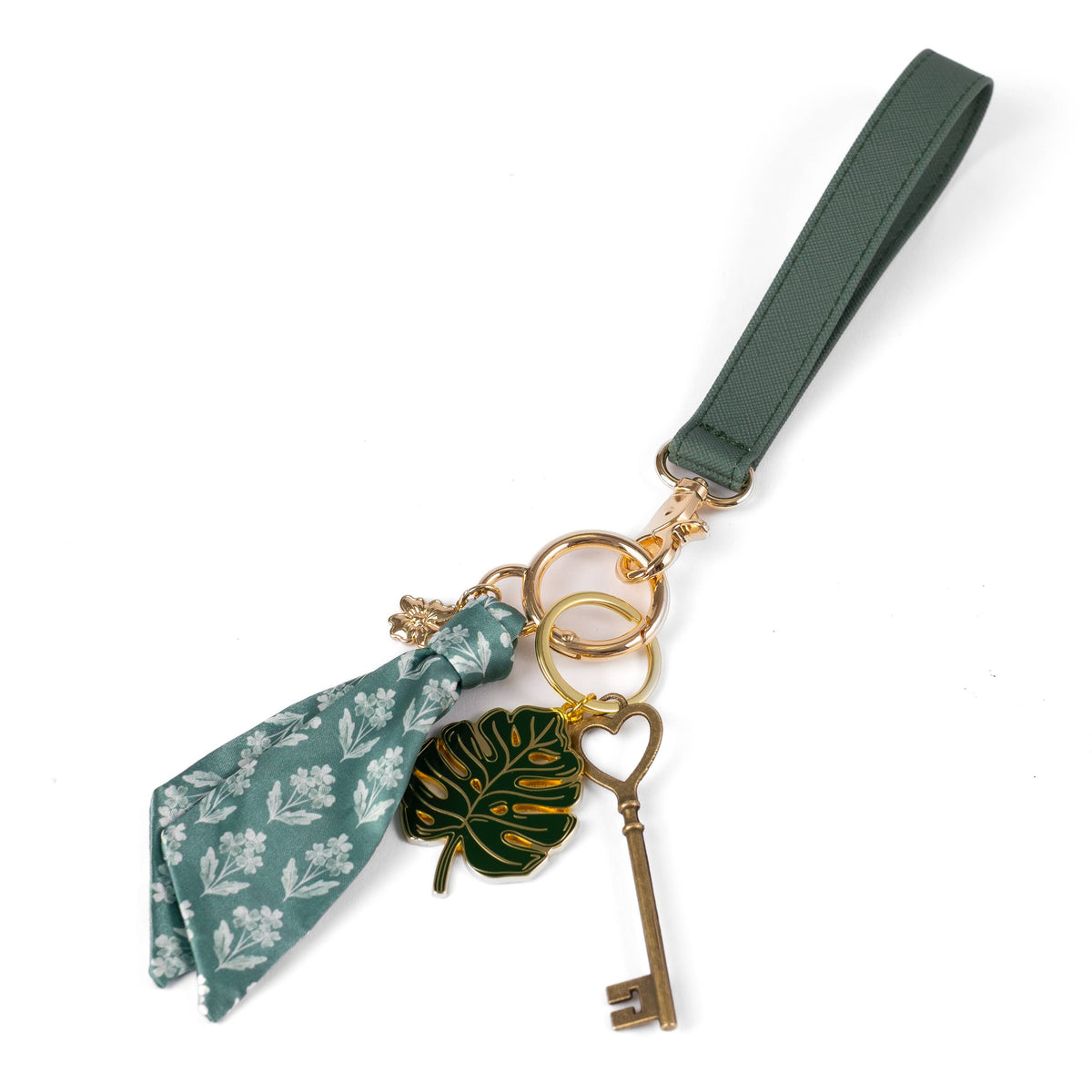 Forget Me Nots Sage Satin Keychain