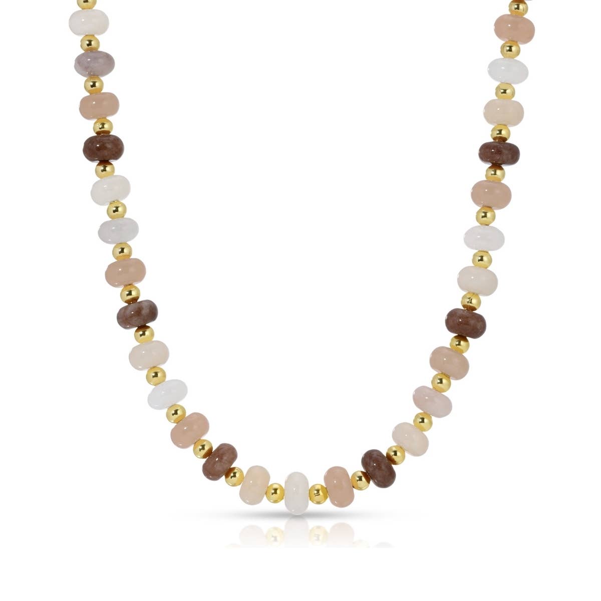 Vibrant Stone Statement Necklace: Brown/Peach/Ivory