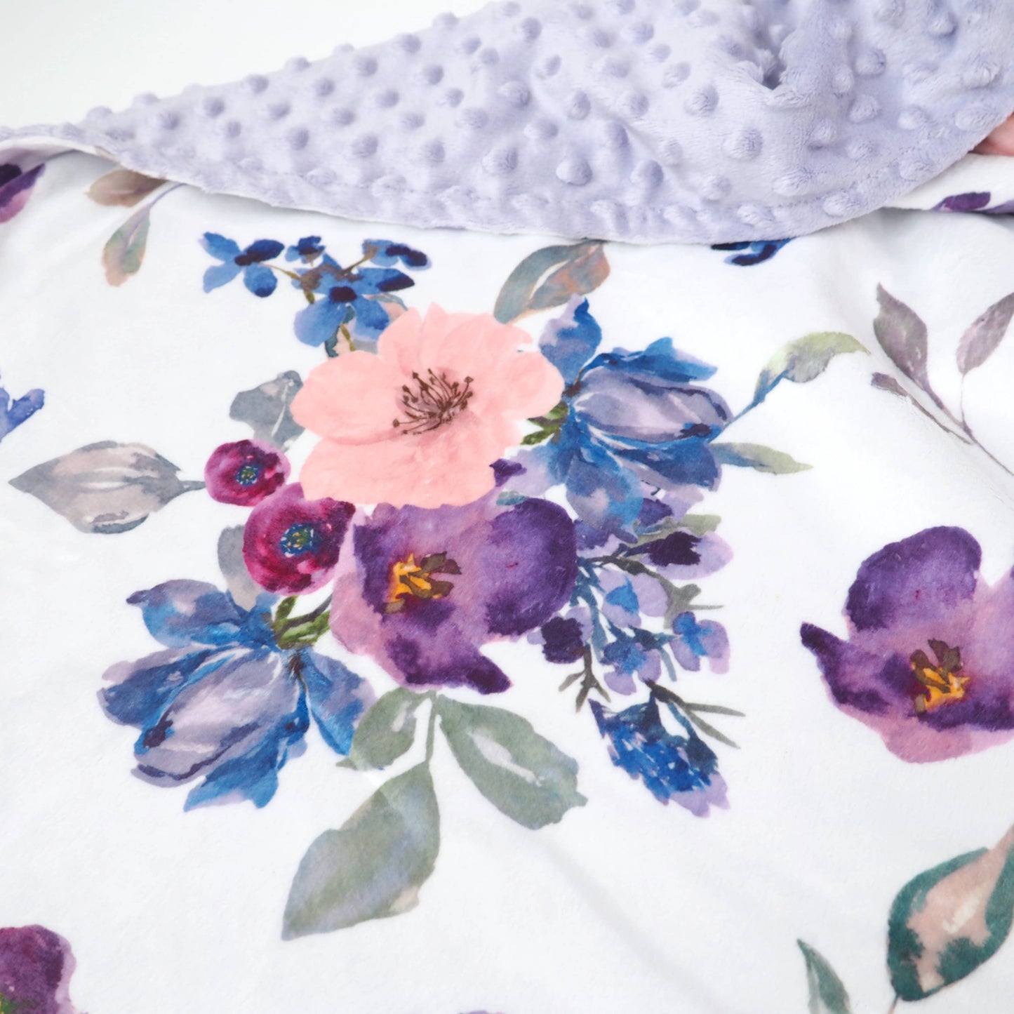 Minky Blanket - Purple & Blush Floral