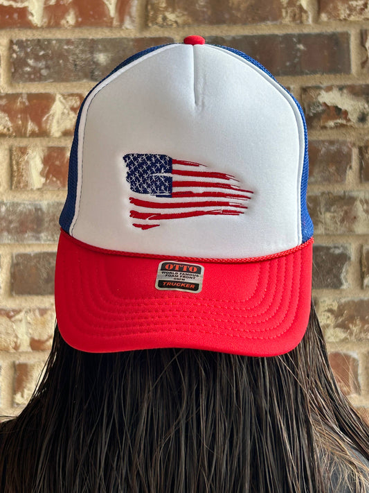 Flag Embroidered Trucker Hat