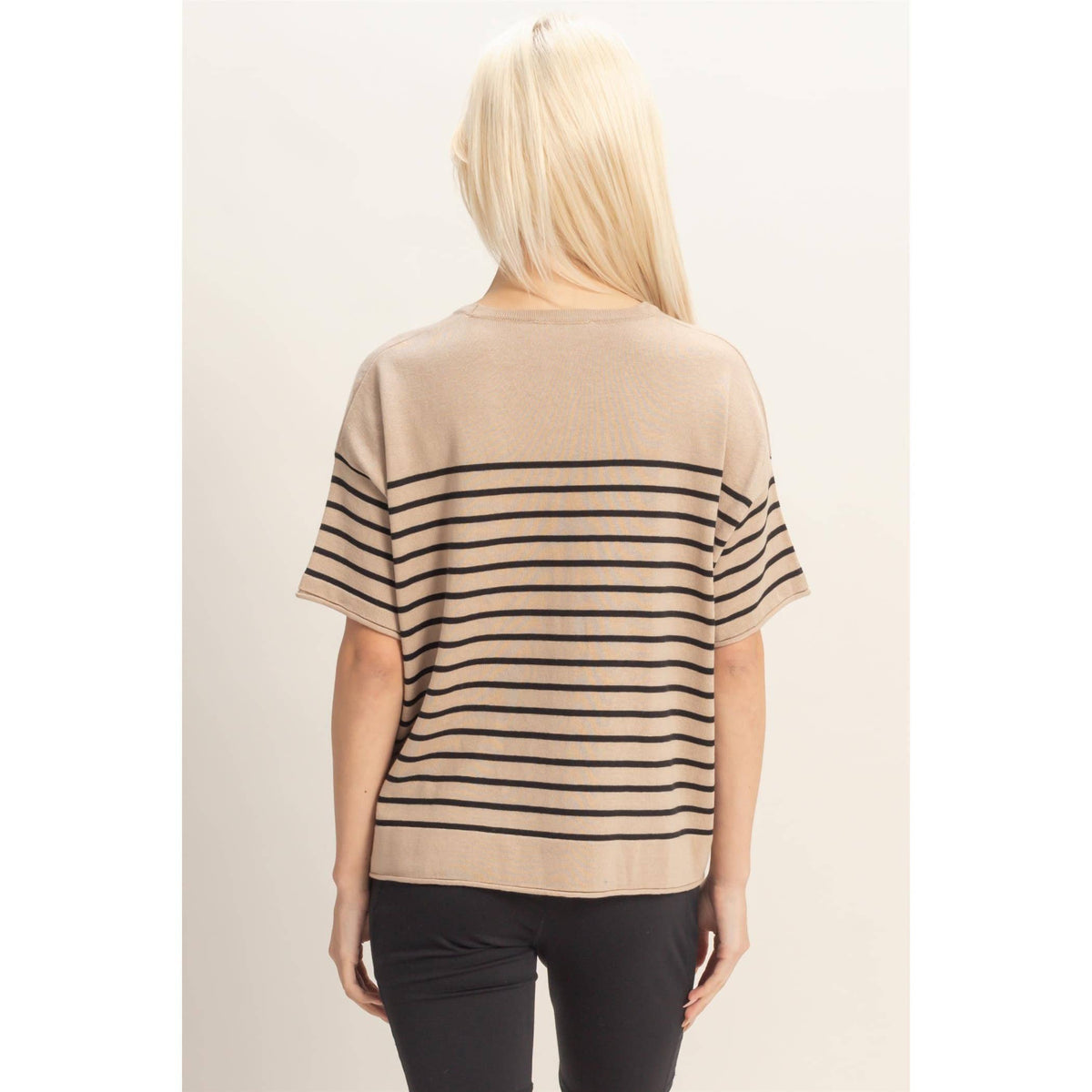 Striped Short Sleeve Knit Top