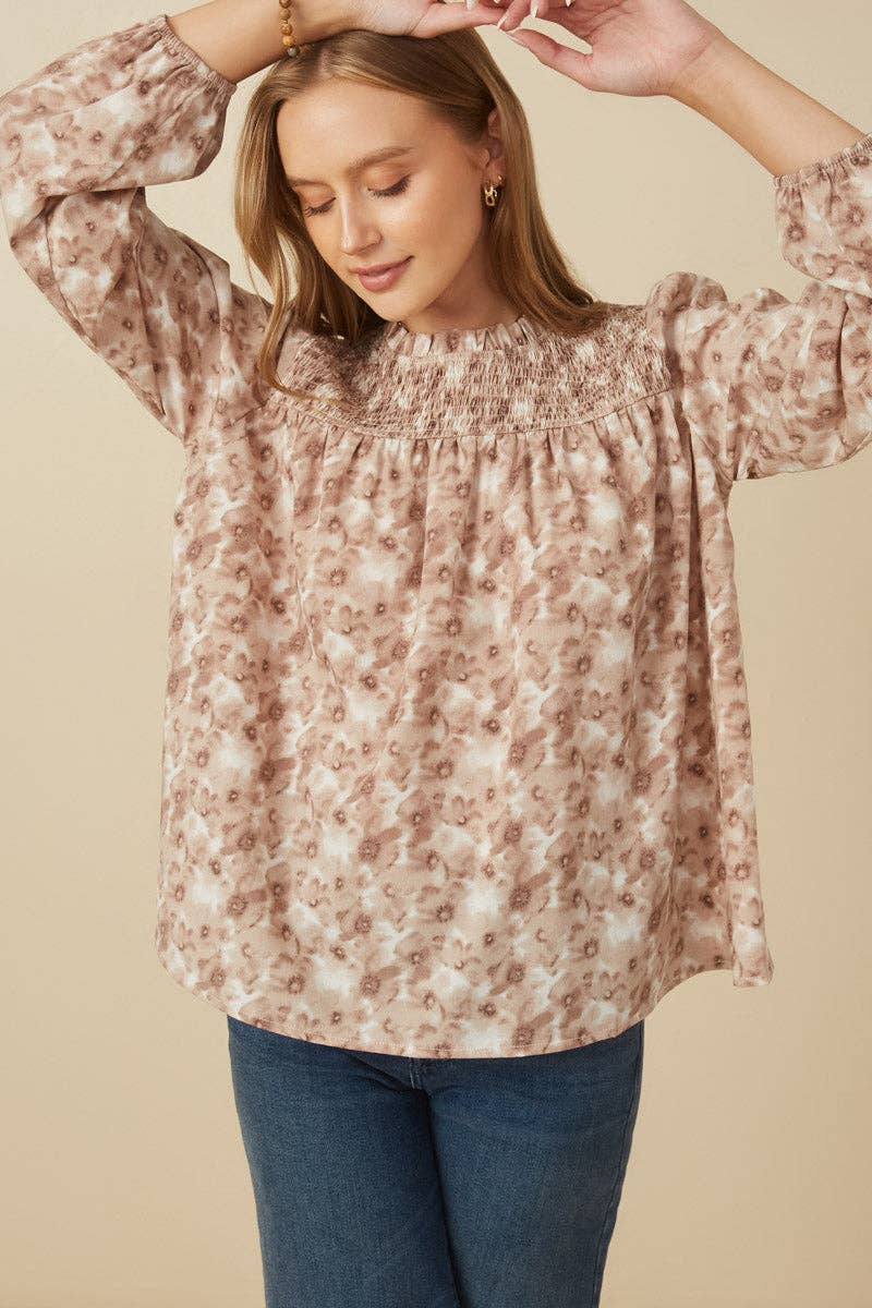 The Floral Smocked Fall Long Sleeve Top