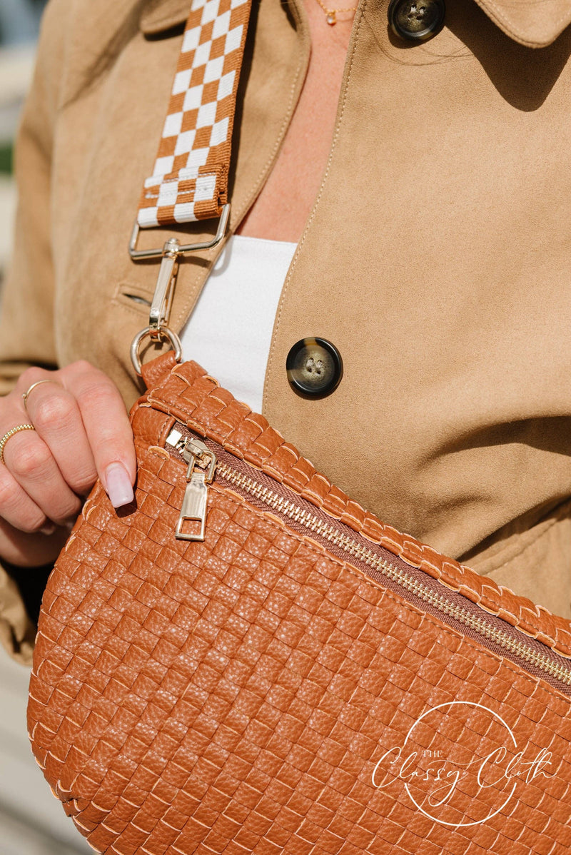 Willa Woven Bum Bag Crossbody in Tan