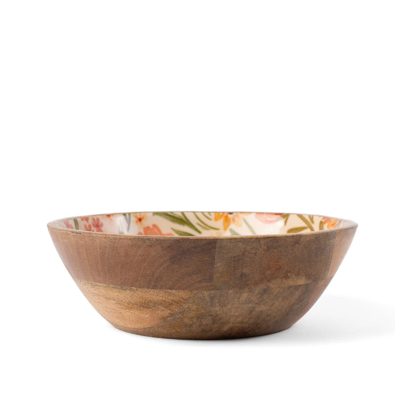 Sunny Poppies Mango Wood Bowl