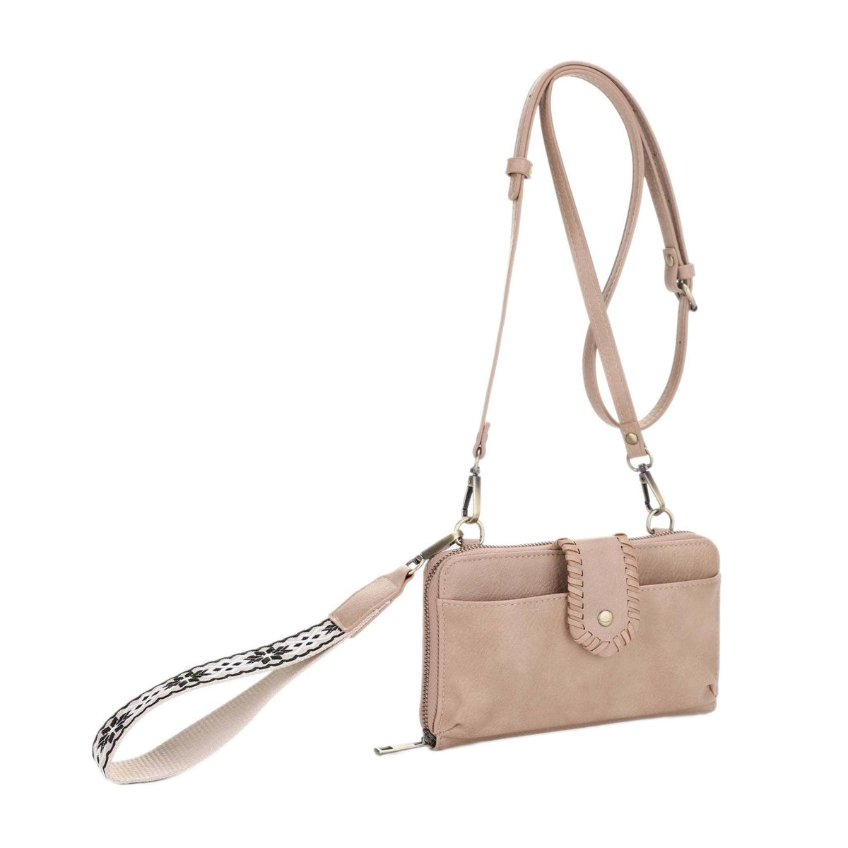 The Jolie Crossbody Wallet With Boho Wrist Strap