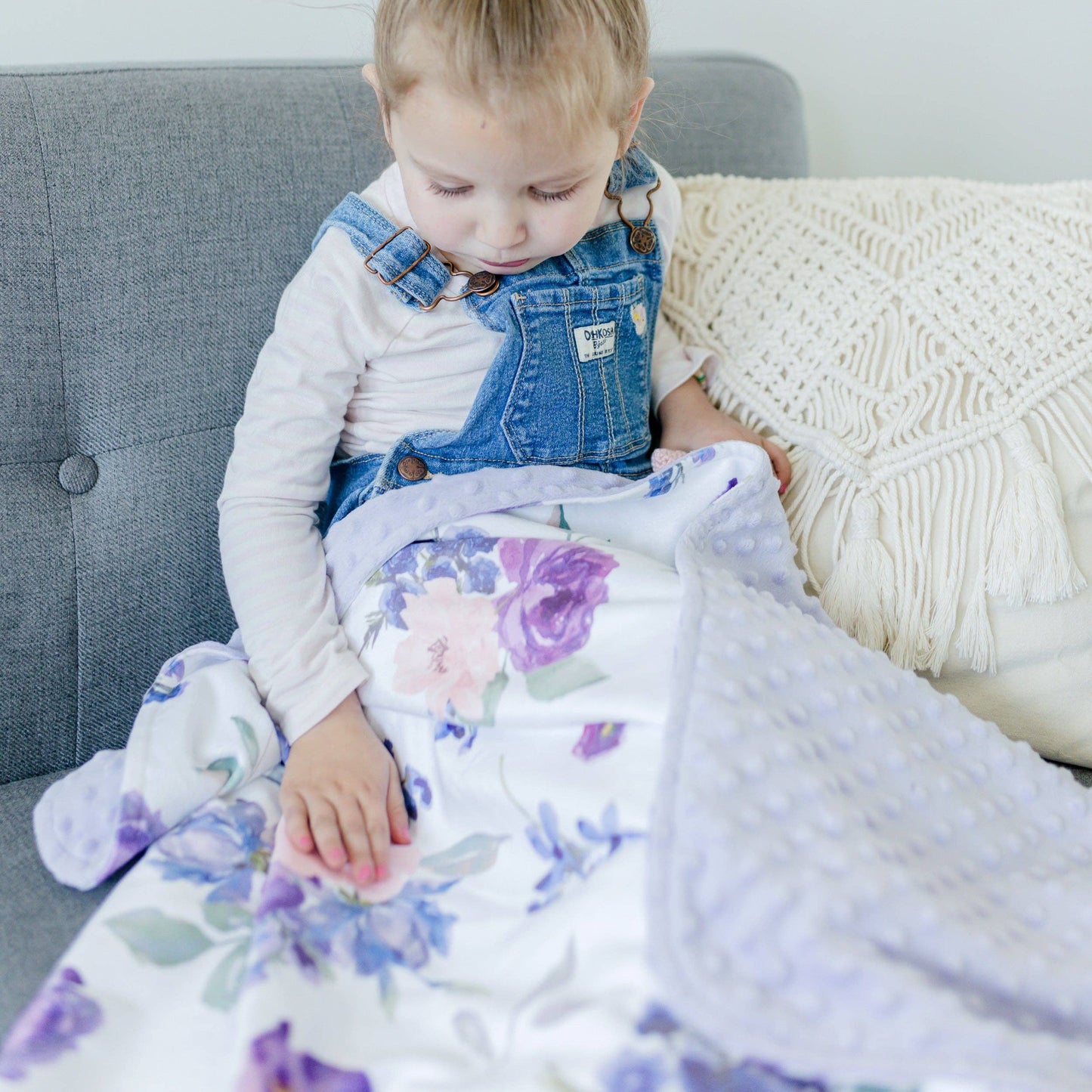 Minky Blanket - Purple & Blush Floral