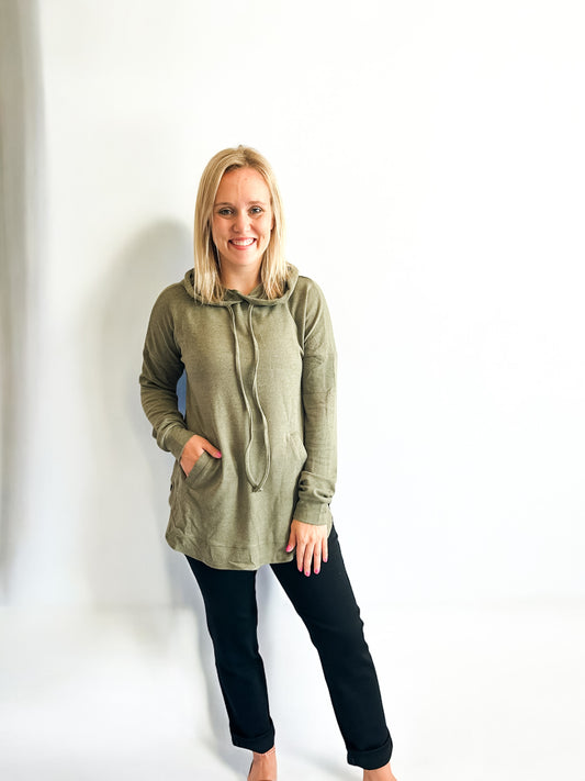 Soft Hooded Front Pocket Top