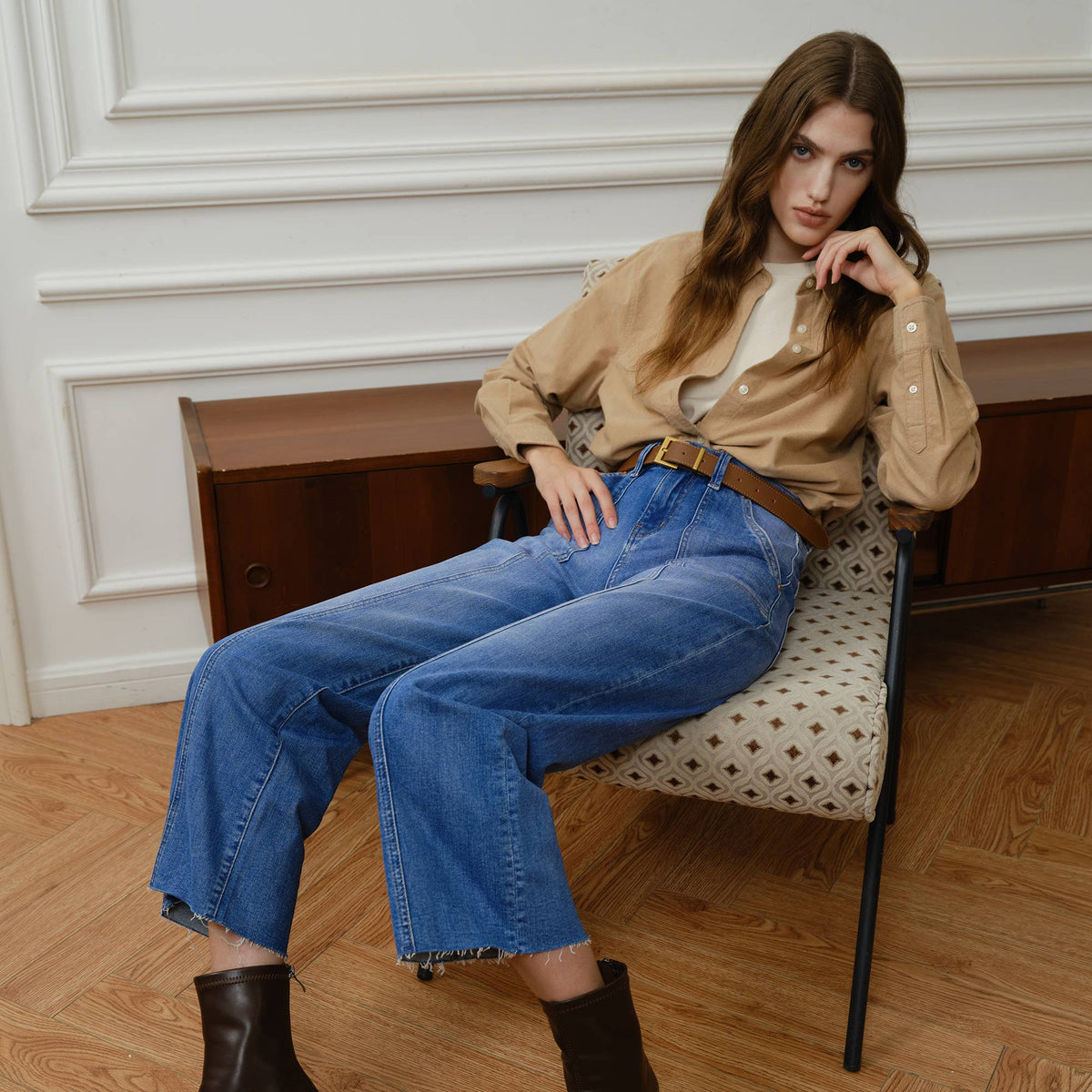 Jess High Rise Relaxed Straight Denim Jeans