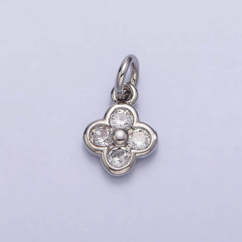 Clear Bezel Clover Mini Charm in Gold & Silver