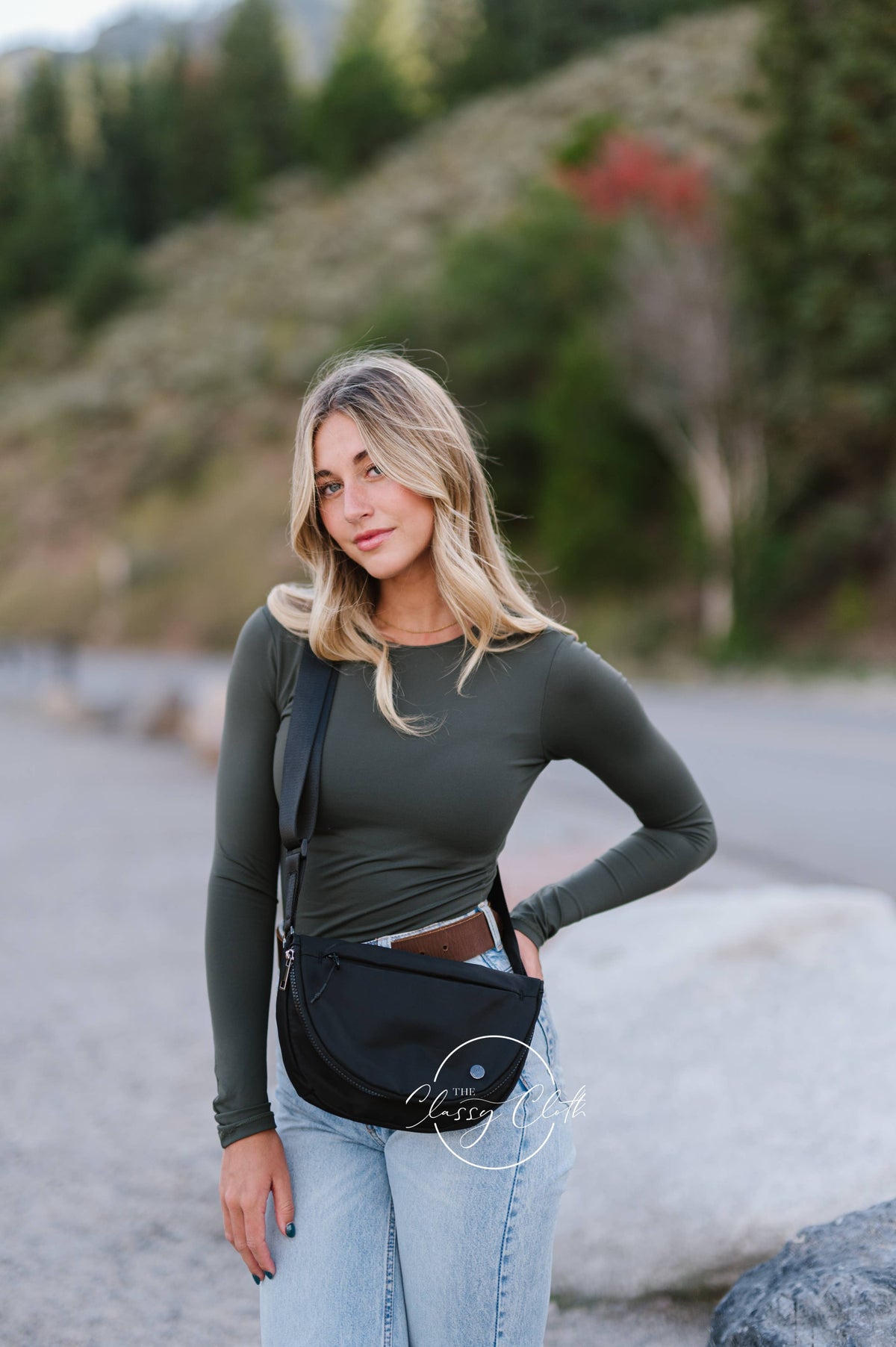 Margot Moon Belt Bag in Black