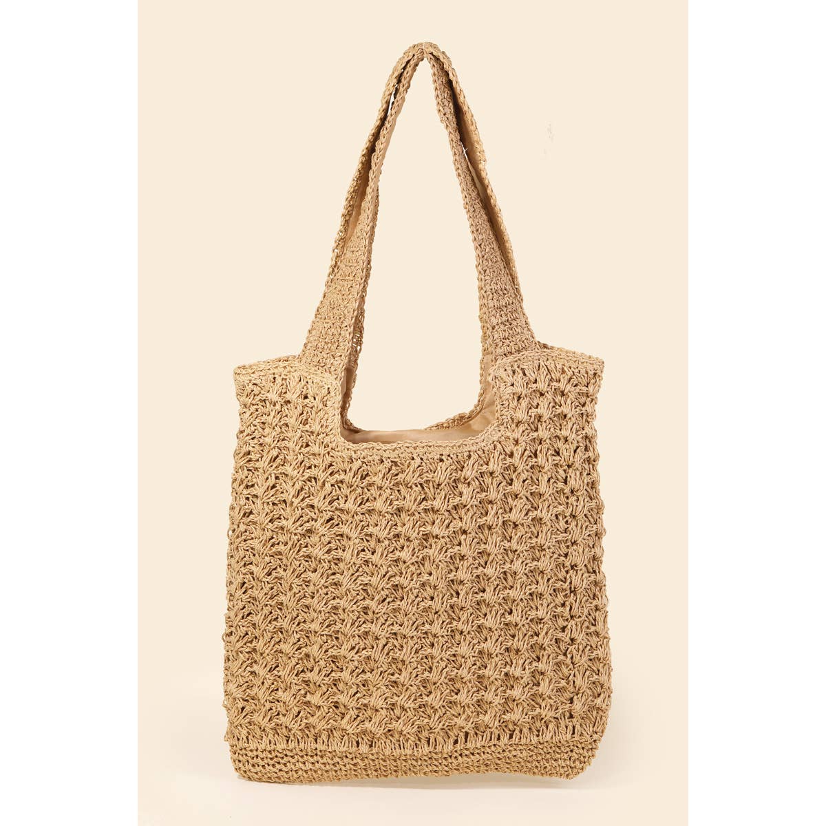 Intricate Straw Knit Tote Bag