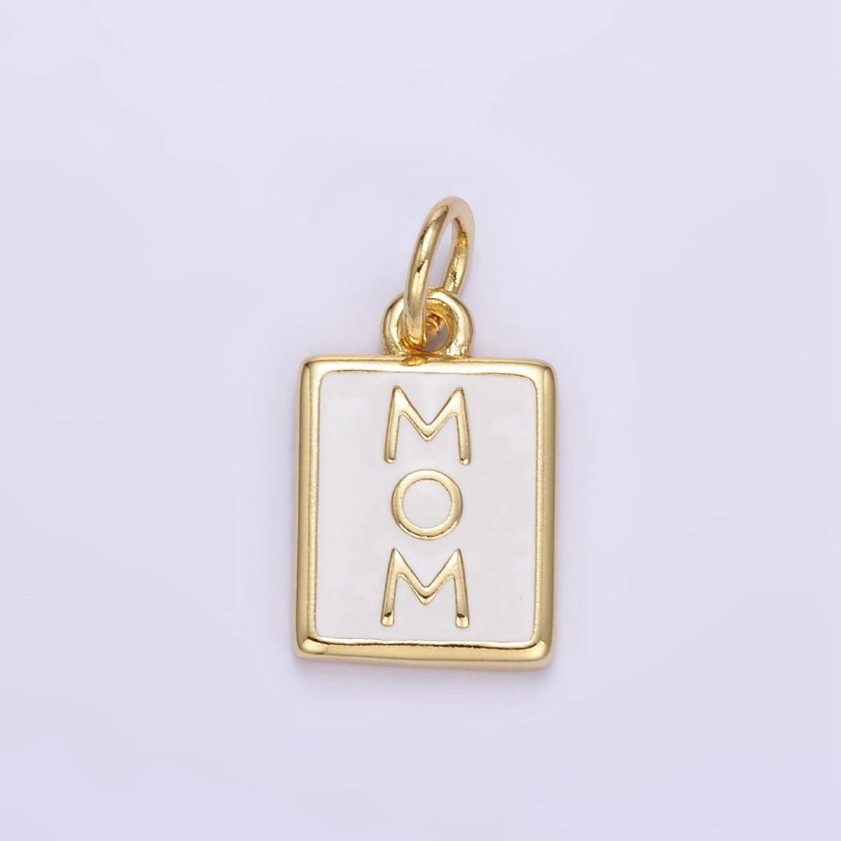 MOM White Enamel Tag Charm
