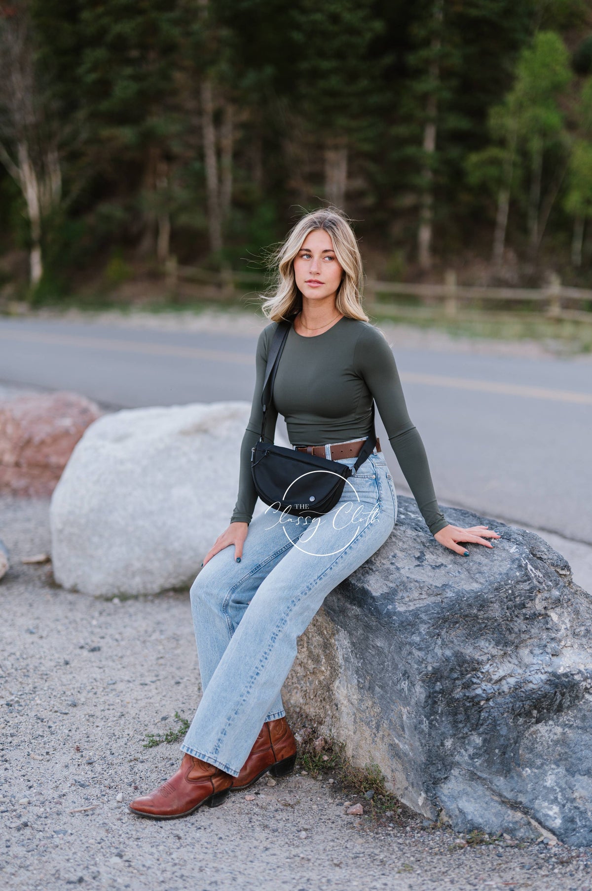 Margot Moon Belt Bag in Black