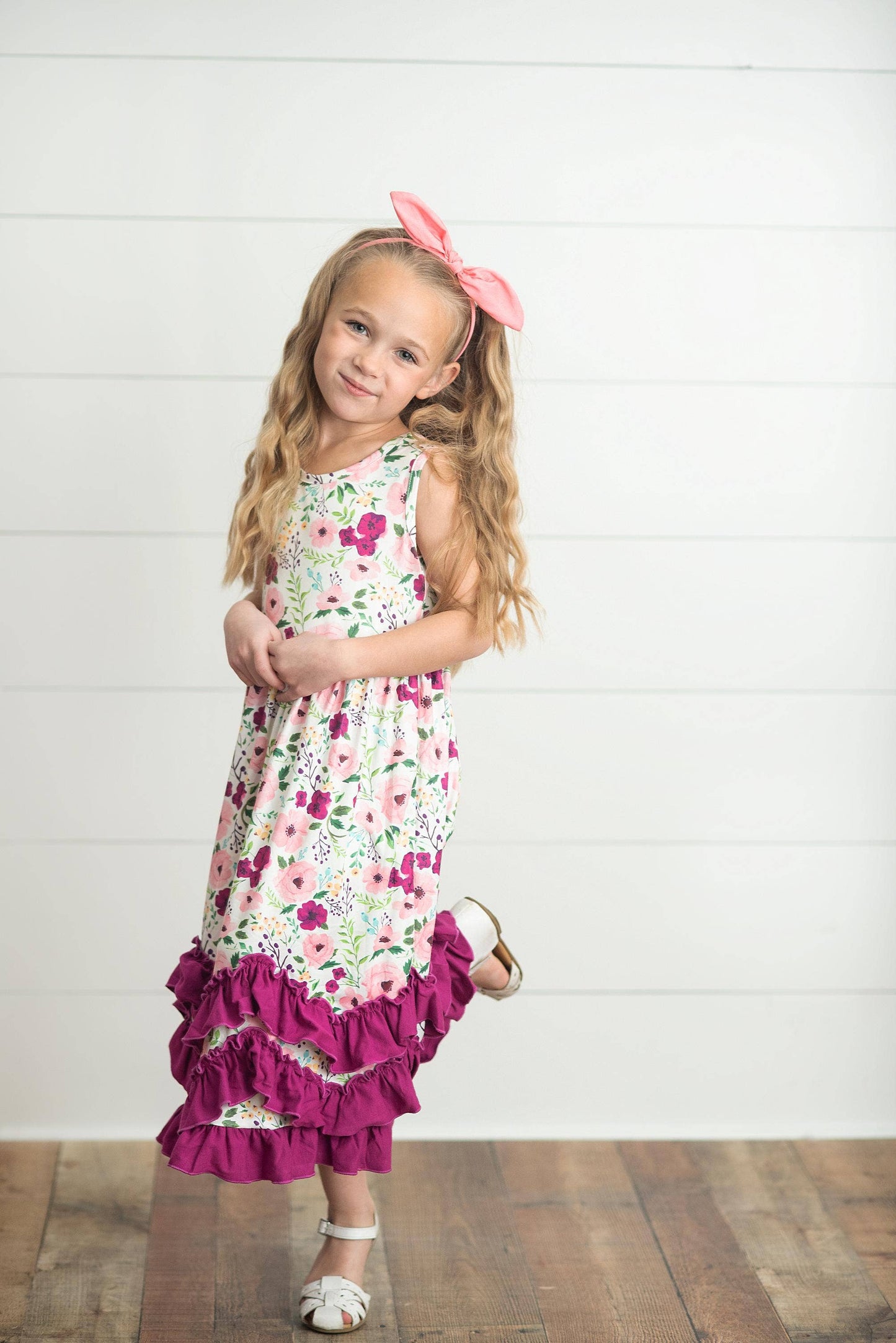 Kids Plum Floral Dress