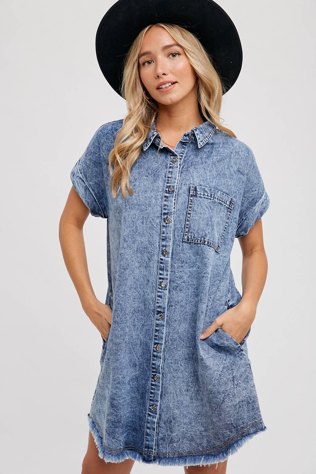 The Frayed Hem Denim Dress