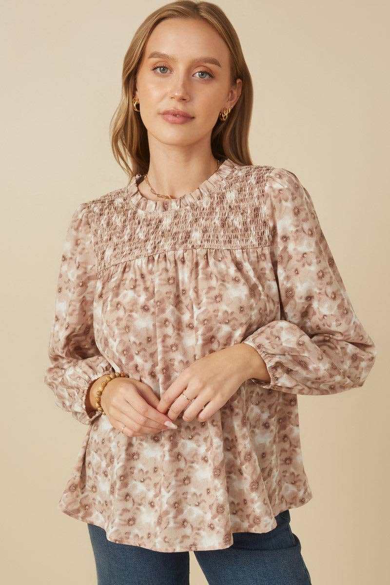 The Floral Smocked Fall Long Sleeve Top