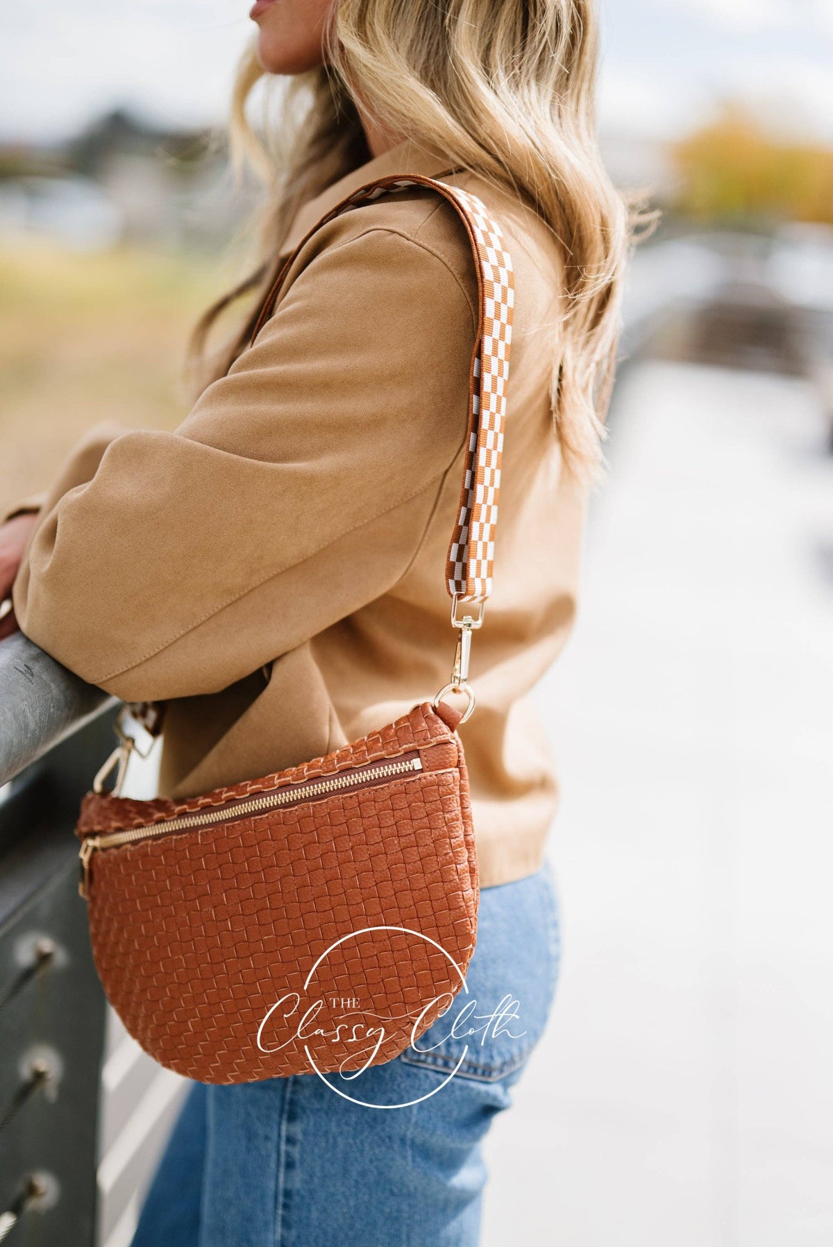 Willa Woven Bum Bag Crossbody in Tan