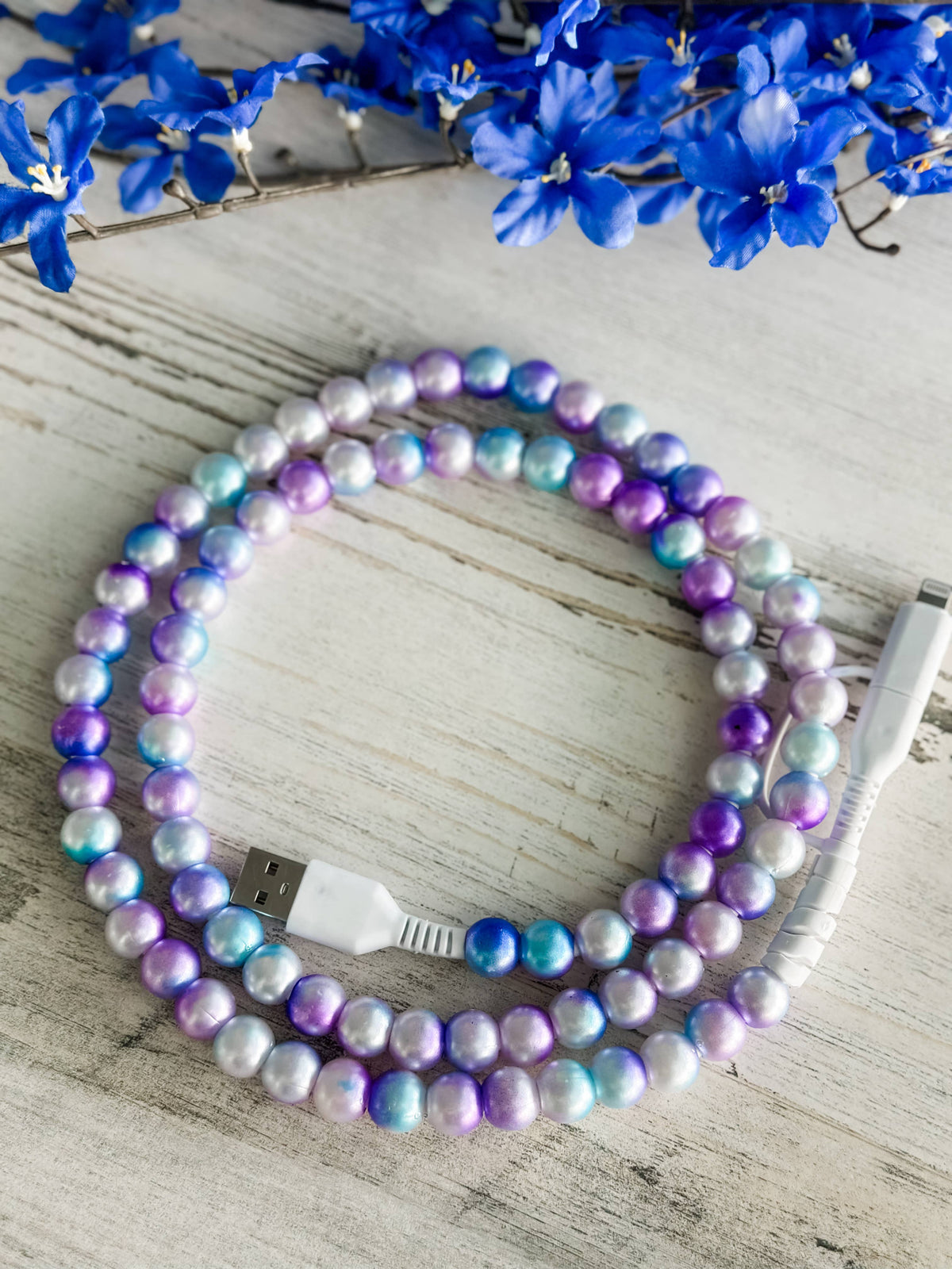 Shiny Purple-Blue Pearl 2 in 1 Charger