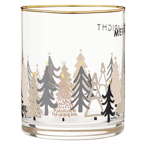 Gold Rimmed Rocks Glass - Merry & Bright